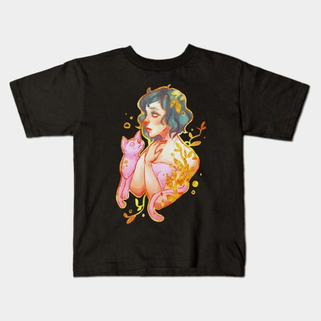 Golden Girl Kids T-Shirt by DeepFriedPaint